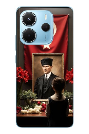 Redmi Note 14 4G Uyumlu Atatürk Türk Bayrağı Tablo Baskılı Silikon Kılıf