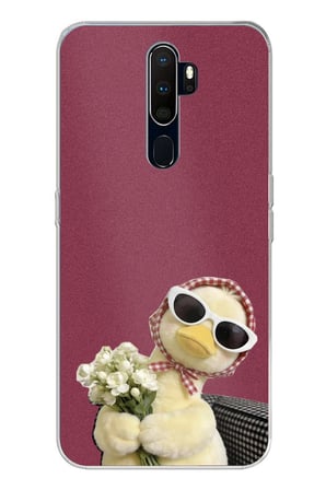 Oppo A5/A9 2020 Uyumlu Çiçekli Ördek Baskılı Silikon Kılıf
