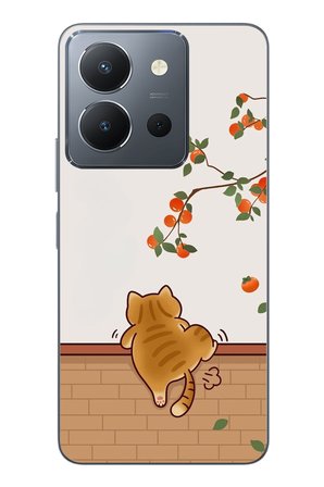 Vivo Y36 Uyumlu Kedi Tırmanıyor Baskılı Silikon Kılıf