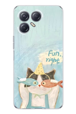 Tecno Pova 7 ULTRA 5G Uyumlu Balıklı Gözlüklü Komik Kedi Baskılı Silikon Kılıf