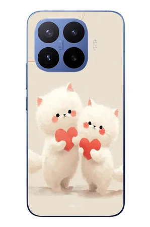 Xiaomi 17T Pro
 Uyumlu Kalpli Beyaz Kediler Baskılı Silikon Kılıf
