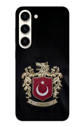 Samsung Galaxy S23 Uyumlu Türk Sembolü Kurt ve Bayrak Desenli Baskılı Silikon Kılıf
