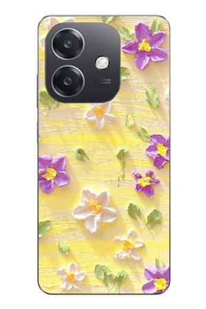 Oppo A3 Uyumlu Mor Papatyalar Baskılı Silikon Kılıf