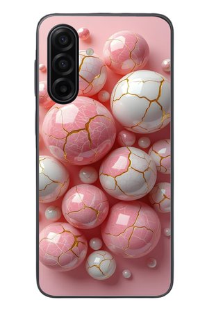 Samsung Galaxy A17 Uyumlu Pembe Beyaz Kırık Toplar Baskılı Silikon Kılıf