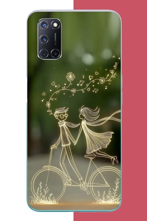 OPPO A52-A72-92 Uyumlu Bisikletli Aşk Baskılı Silikon Kılıf