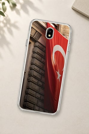 Samsung Galaxy J7 PRO Uyumlu Dev Türk Bayrağı Baskılı Silikon Kılıf