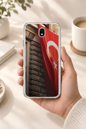 Samsung Galaxy J7 PRO Uyumlu Dev Türk Bayrağı Baskılı Silikon Kılıf
