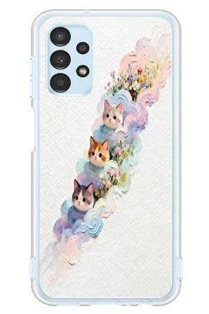 Samsung Galaxy A13 Uyumlu Yağlı Boya Kediler Baskılı Silikon Kılıf