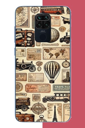 Redmi Note 9 Uyumlu vintage seyehat Baskılı Silikon Kılıf