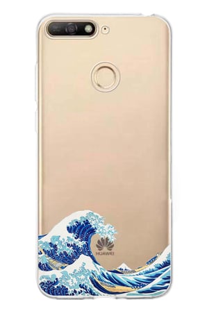 Huawei Y6 2018 - Honor 7A Uyumlu Kanagawa Oki Nami Ura Dalgası Tasarımlı Baskılı Silikon Kılıf