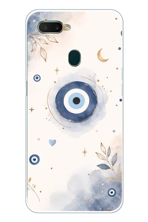 Oppo A5S-AX7-A12 Uyumlu Şans Getiren Nazar Tasarımı Baskılı Silikon Kılıf