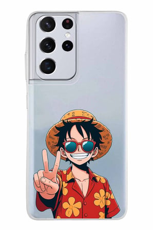 Samsung Galaxy S21 ULTRA Uyumlu Monkey D. Luffy Tasarımlı Baskılı Silikon Kılıf