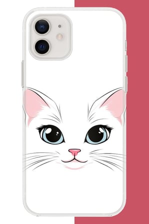 iPhone 11 Uyumlu kedi yüzü Baskılı Silikon Kılıf