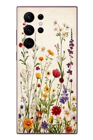 Samsung Galaxy S22 Ultra Uyumlu Zarif Çiçekler Baskılı Silikon Kılıf