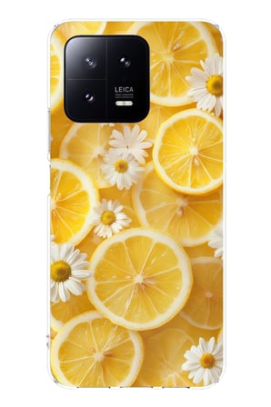 Xiaomi Mi 13 Uyumlu Limon Dilimleri ve Papatya Desenli Baskılı Silikon Kılıf