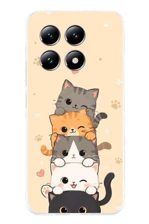 Xiaomi Mi 14T PRO Uyumlu Sevimli Kedicikler ve Patiler Baskılı Silikon Kılıf