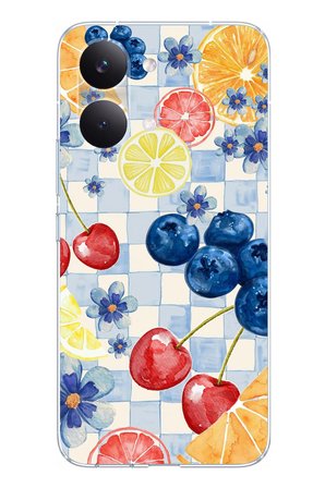 POCO X8 PRO MAX Uyumlu Sulu Boya Meyve ve Çiçek Desenli Baskılı Silikon Kılıf
