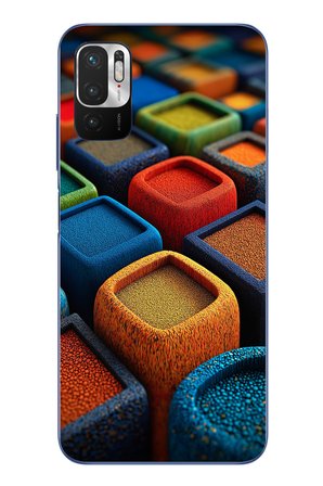 Redmi Note 10 5G Uyumlu Renkli Kare Puflar Baskılı Silikon Kılıf
