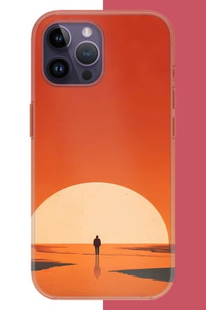 iPhone 14 PRO MAX Uyumlu retro güneş batımı Baskılı Silikon Kılıf