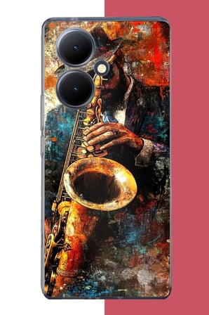 Vivo V29 Lite 5G Uyumlu renkli tenor saksafon Baskılı Silikon Kılıf