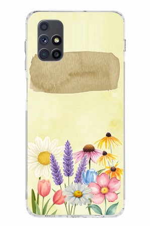 Samsung Galaxy M51 Uyumlu Sulu Boya Dokulu Vazoda Çiçek Desenli Baskılı Silikon Kılıf