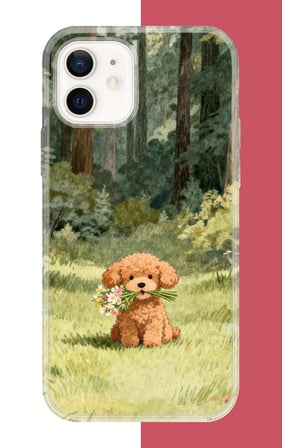 iPhone 12-12 PRO Uyumlu peluş köpek Baskılı Silikon Kılıf