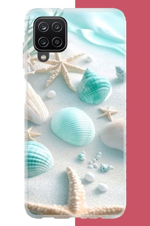Samsung Galaxy A22-M22-M32 Uyumlu turkuaz deniz kabuğu Baskılı Silikon Kılıf