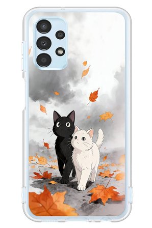 Samsung Galaxy A13 Uyumlu Sonbahar Kedileri Baskılı Silikon Kılıf