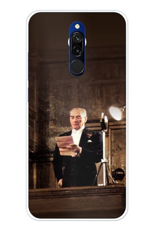 Redmi 8 Uyumlu Atatürk İlk Meclis Konuşması Baskılı Silikon Kılıf