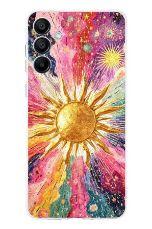 Samsung Galaxy A16 Uyumlu Psikedelik Galaksi ve Güneş Desenli Baskılı Silikon Kılıf