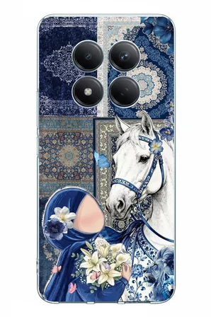 Redmi Note 15 PRO PLUS Uyumlu Geleneksel Motifli Beyaz At Baskılı Silikon Kılıf