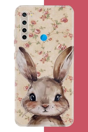 Redmi Note 8 Uyumlu kahverengi tavşan Baskılı Silikon Kılıf