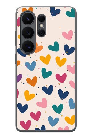 Samsung Galaxy S26 Ultra Uyumlu Mavi Sarı Kalpler Baskılı Silikon Kılıf