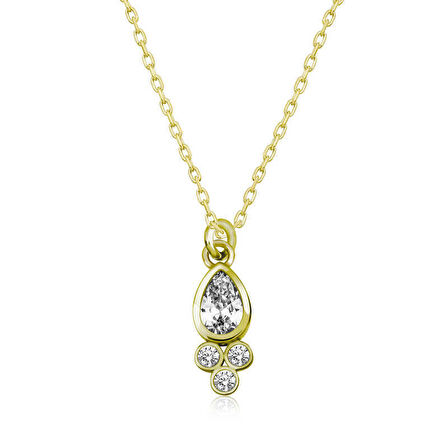 Gümüş Gold Çiğ Damlası Tektaş Kadın Kolye