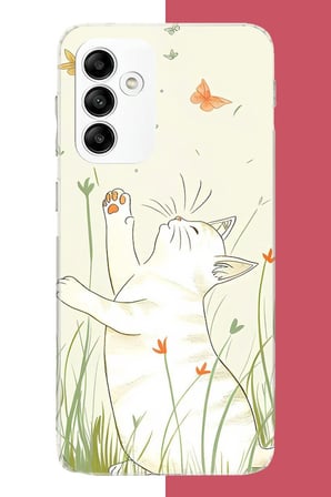 Samsung Galaxy A05s Uyumlu mutlu kedi Baskılı Silikon Kılıf