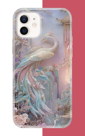 iPhone 12-12 PRO Uyumlu kristal kuğu Baskılı Silikon Kılıf
