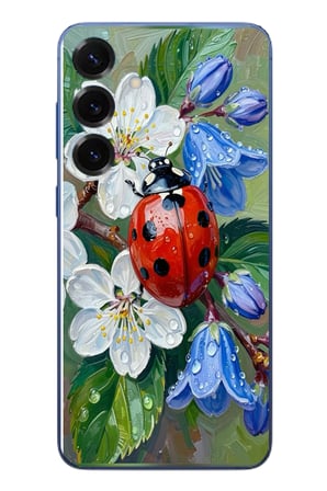 Samsung Galaxy S25 Plus Uyumlu Uğur Böceği Yağlı Boya Baskılı Silikon Kılıf