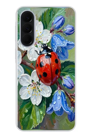 Samsung Galaxy A37 Uyumlu Uğur Böceği Yağlı Boya Baskılı Silikon Kılıf