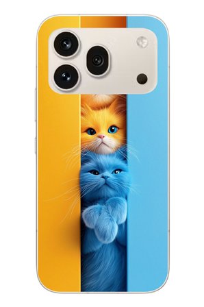 Honor 600 Pro Uyumlu Mavi Sarı Kediler Baskılı Silikon Kılıf