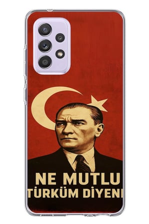 Samsung Galaxy A72 Uyumlu Ne Mutlu Türkiye Bayrak Atatürk Baskılı Silikon Kılıf