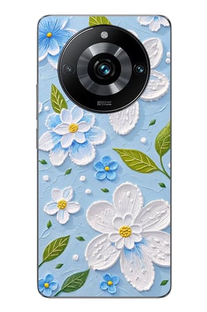 Realme 11 Pro Uyumlu Mavi Papatyalar Baskılı Silikon Kılıf
