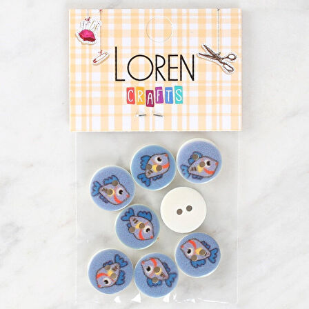 Loren Crafts 8'li Balık Düğme - 1158