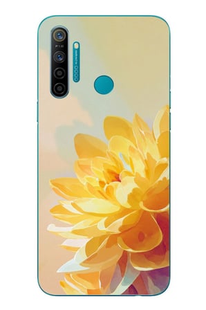 Realme 5i Uyumlu Sarı Çiçek Baskılı Silikon Kılıf