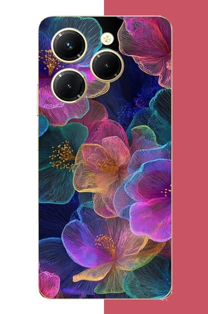 Infinix Hot 40-40 PRO Uyumlu Neon Çiçekler Baskılı Silikon Kılıf