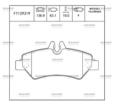 FREN BALATA SPRINTER 2006-2009 / CRAFTER 2006-2016 TEK TEKER 3,5T ARKA 2E0698451