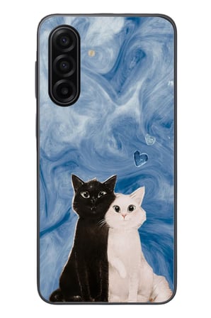 Samsung Galaxy A17 Uyumlu Siyah ve Beyaz Kedi Baskılı Silikon Kılıf