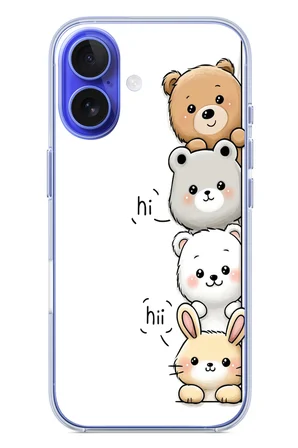 İphone 16 Uyumlu Sevimli Hayvanlar Baskılı Silikon Kılıf