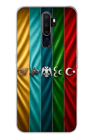 Oppo A5/A9 2020 Uyumlu Tarihi Türk Devletleri Bayrakları Baskılı Silikon Kılıf
