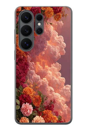 Samsung Galaxy S26 Ultra Uyumlu Güller ve Bulutlar Baskılı Silikon Kılıf