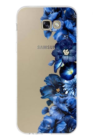 Samsung Galaxy A7 2017 Uyumlu Royal Blue Şakayık Çiçek Demeti Baskılı Silikon Kılıf